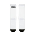 Outlanders Sublimation Crew Socks — White Athletic Crew Socks with Black Toe & Heel